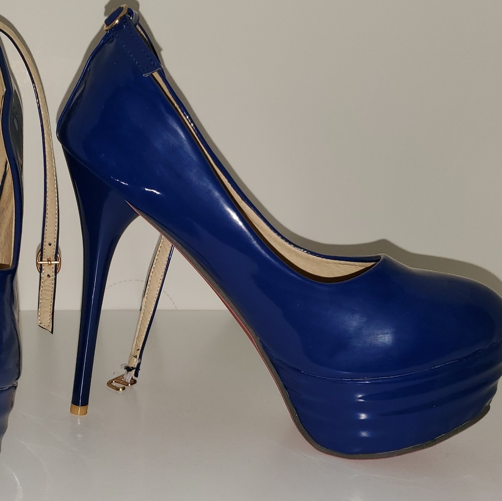 Kentucky Blue stiletto heels with ankle strap
